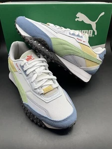 PUMA Blacktop Rider BTS JR GS Size 7 / 7Y Sneaker White Pure Green Zen Blue - Picture 1 of 8