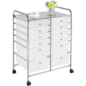 Carrello con Ruote Portaoggetti con 12 Cassetti Cassettiera Torre di Stoccaggio - Foto 1 di 23