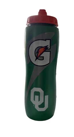 University Of Oklahoma Sooners Green Gatorade Squeeze Water Bottle Orange Top Cover