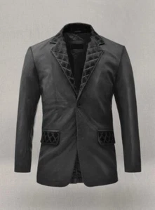 Men's Genuine Premium Leather Jacket Lambskin Black Sim Fit Quilted Collar Napa - Picture 1 of 5