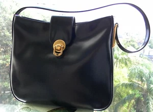 VINTAGE Goldcrest 1960s Original Stylish Chic Retro Black Shoulder Handbag - Picture 1 of 8