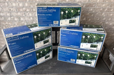 Luces de Navidad con energía solar Westinghouse - 8 estacas de estrellas LED blancas y de color nuevas en caja Foto 1 de 4