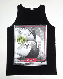 Canotta Marijuana DOPE T-shirt alta erba Kush 420 uomo gilet GRANDE nero nuova - Foto 1 di 2