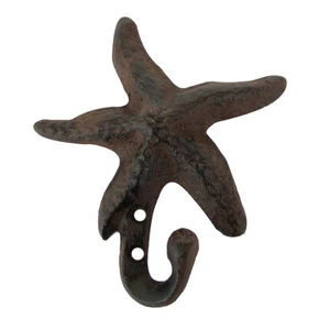 Metal Sea Starfish Wall Hook Hat/Key Ring/Bath/Beach Towel Holder Nautical Decor - Picture 1 of 2