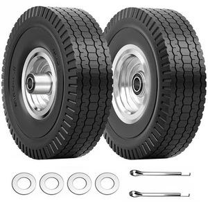 4.10/3.50-4 Tire & Wheel Flat Free, 2 Pcs Heavy Duty Solid PU Non-inflated Ti... - Picture 1 of 7