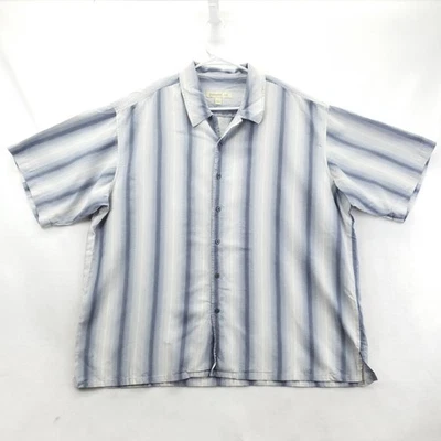 Camisa Joseph & Feiss Para Hombre 2XL XXL Azul Gris Rayas Seda Manga Corta Botón Foto 1 de 4