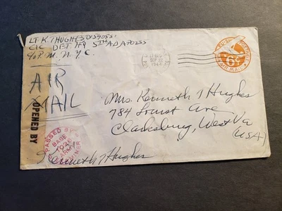 APO 255 MURSCH, BELGIUM 1944 Censored WWII Army Cover CIC Det 5th ARMORED Div - Image 1 of 2