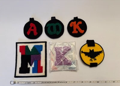 NOS Lot of 6 VTG Handmade Chenille Felt Bat & Alphabet Letter Patches Multicolor - Image 1 of 4