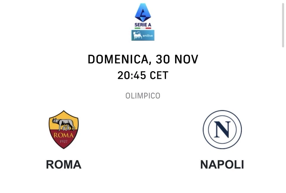 Biglietto Roma Napoli Distinti Sud 30/11/2025 - Immagine 1 di 1