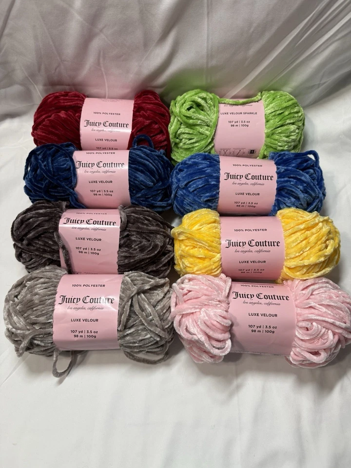 Juicy Couture Lux Velour Yarn - per skein - 10 different colors -100g/107yds/98m - Image 1 of 1