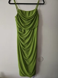 Xinfsh Pistachio Green Sheer Lined Midi Dress Sexy Whimsical Fairy Romantic Sm - Picture 1 of 7