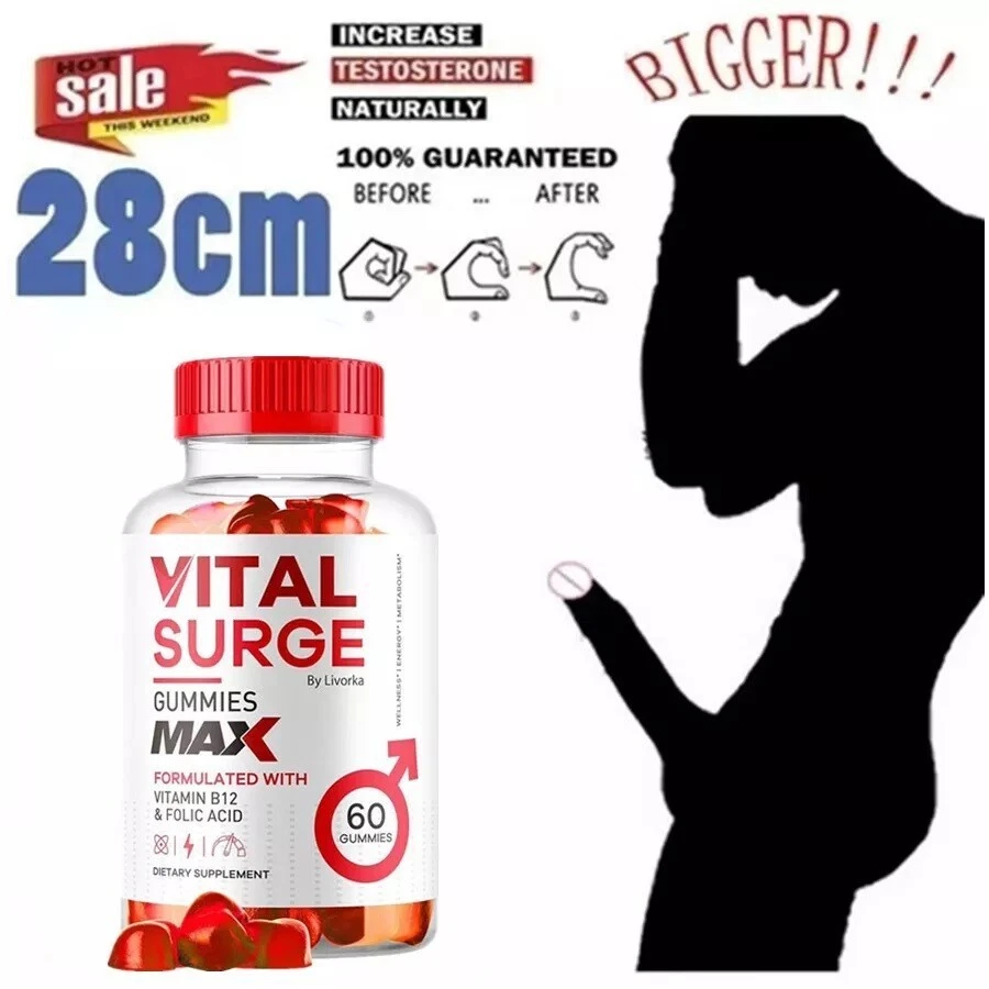 Gomitas masculinas Vital Surge fuerza máxima Vital Surge fórmula avanzada 60 cuentas Foto 1 de 4