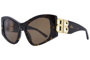 Balenciaga BB0287S 002 Sunglasses Women's Havana/Gold/Brown Cat Eye 55mm - Picture 1 of 7