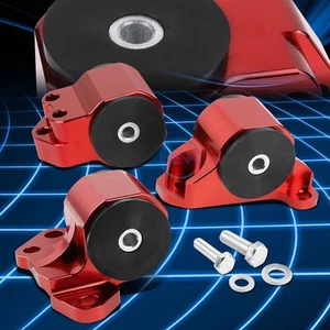 Montaje de motor de 3 pernos de aluminio rojo ajuste 92-95 Civic EG/EH/-00 Integra DC B/D SWAP - Imagen 1 de 5