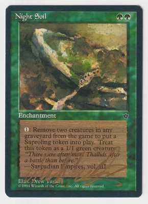 Gold Signed Night Soil LP Fallen Empires Artist Drew Tucker 1994 WOTC MTG Magic! - Image 1 of 2