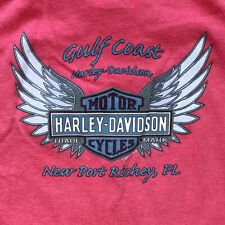 Harley Davidson Gulf Coast Port Richey Florida Double Sided Red T-Shirt