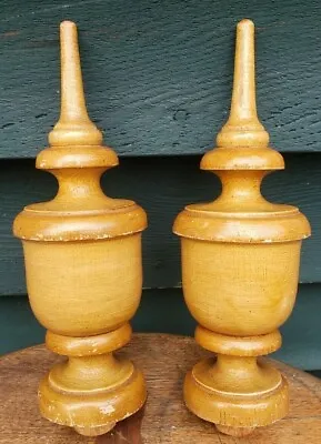 Antique Wood Wooden Finials Pair • 60.71$