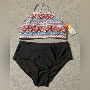 CHARMO two piece halter bikini woman's M Aztec print swimsuit swimwear beach new - Picture 1 of 10