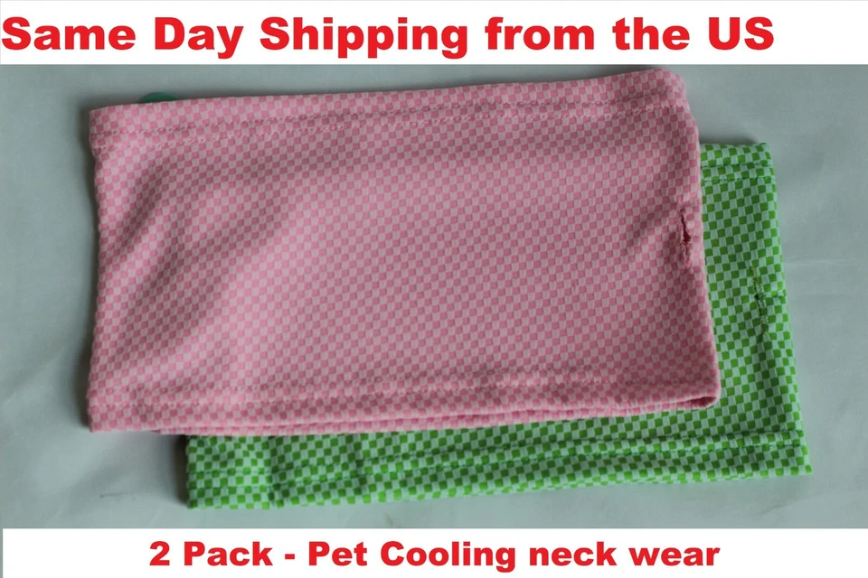 2 PACK Checkered Soft Dog Pup cooling neck wear Dog neck gaiter Green & Pink LRG - Image 1 of 4