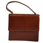 Vintage Classic Bag by Camel, Cognac Brown Faux Alligator Skin Finish