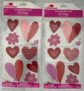 Juego de 2 geles ventana San Valentín se adhieren flores corazones rojos y rosas - Imagen 1 de 1