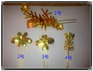 Elegant tribal retro Handmade filigree miao silver gilt headgear hairpin 1piece - Picture 1 of 3