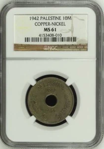 PALESTINE , 10 MILS 1942  NGC MS 61 ( PAL. ) , RARE - Picture 1 of 2