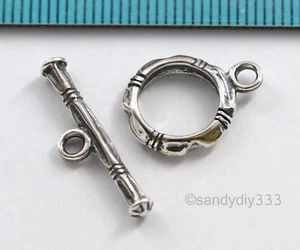 1x OXIDIZED BALI STERLING SILVER TOGGLE ROUND CLASP 12mm #693 - Picture 1 of 2