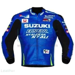 Suzuki Ecstar Motorbike Cowhide Leather Motorcycle Sports Racing Biker Jacket - Bild 1 von 4