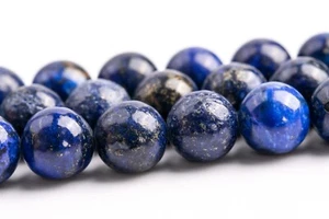 9-10MM Deep Blue Lapis Lazuli Beads Grade A Nugget Round Gemstone Loose Beads - Picture 1 of 4
