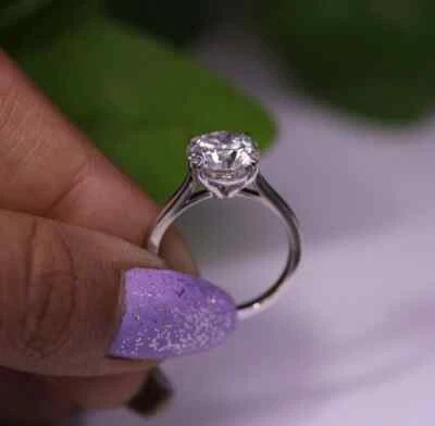 1.50CT Diamond Wedding Ring Lab Grown Round Cut IGI Certified 14k White Gold - Image 1 of 4