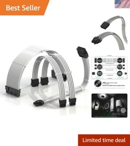 Professional Quality 600W Power Extension Cables for Gaming PCs - 30cm White - Picture 1 of 10