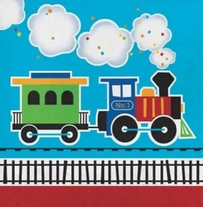 All Aboard the Train Lunch Napkins Paper 16 Pack Birthday Party Tableware - Picture 1 of 2