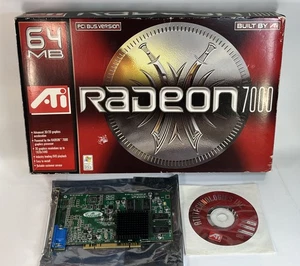 ATI Radeon 7000 109-85500-00 64MB PCI VGA Graphics Video Card 2002 W/ Box & Disc - Picture 1 of 9