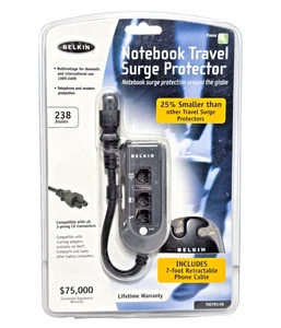 BELKIN Notebook Travel Surge Protector Small Sleek - Picture 1 of 3