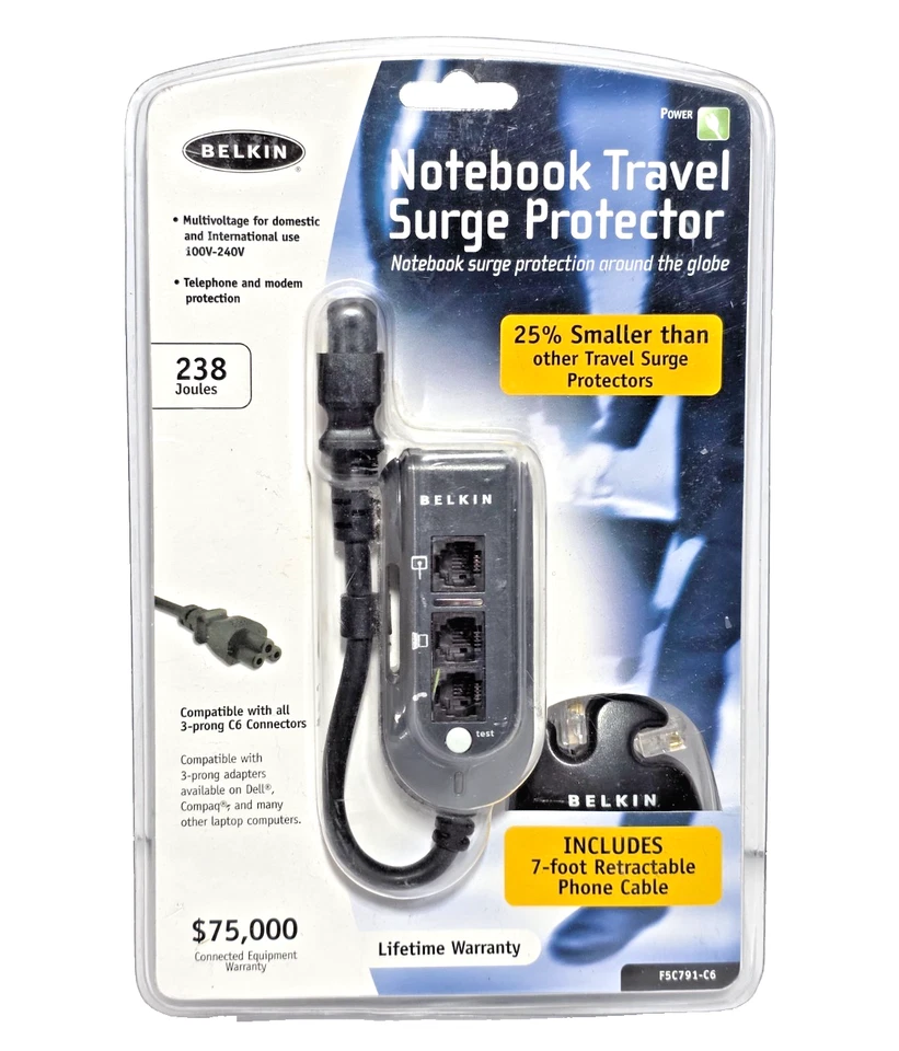 BELKIN Notebook Travel Surge Protector Small Sleek - Image 1 of 3