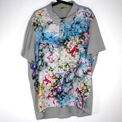 Camisa polo Versace Jeans para hombre arte abstracto deletreado F1247 Foto 1 de 4