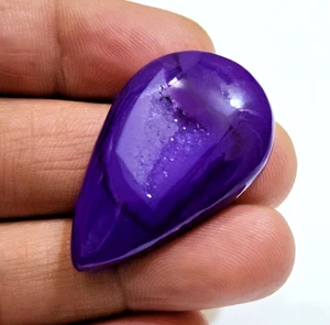 100% Natural Window Druzy Agate Pear Cabochon 51 Crt For Jewelry Loose Gemstone - Picture 1 of 5