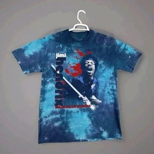 Camisa Azul Líquido Tie Dye Jimi Hendrix Grande Cuello Redondo Banda Camiseta Música Camiseta - Imagen 1 de 13