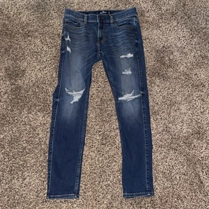 Pantalones de mezclilla elásticos de tiro alto Hollister para mujer talla 29 X 30 lavado oscuro - Imagen 1 de 11