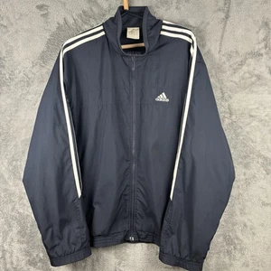 Vintage 2002 Adidas 3-Stripes Track Jacket Navy XL Oversized Full Zip Retro Y2K - Picture 1 of 8