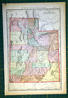 Carte antique originale 1898 - Grand État de l'Utah - Grand détail avec couleur vive
