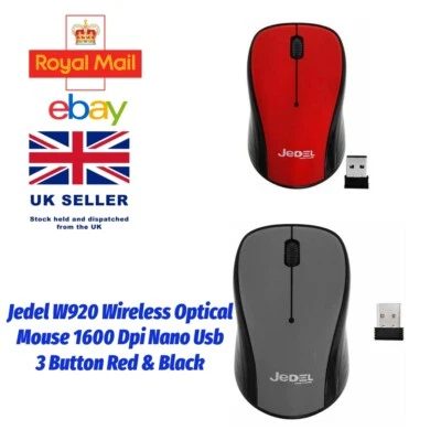 Jedel W920 Wireless Optical Mouse  Nano Usb 3 Button Red & Black FREE battery - Image 1 of 4