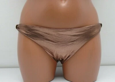 Parte inferior de bikini Sauvage dorada metálica deslizante cobertura completa bronce XSmall-Lg 485L Foto 1 de 3