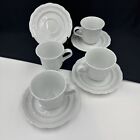 Williams-Sonoma Pillivuyt Queen Anne (4) Sets 3 1/3” Flat Cups & 6 3/4” Saucers