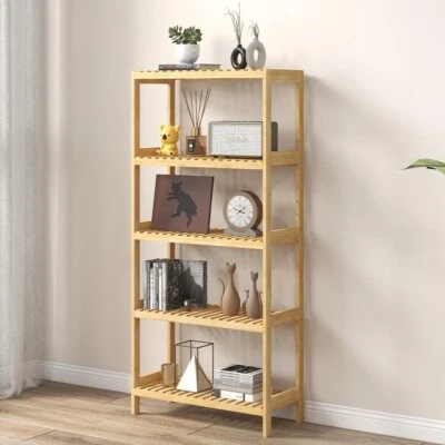 5-Tier Adjustable Bamboo Bookshelf Freestanding Shelf Unit for Kitchen, Bathroom - Image 1 of 4