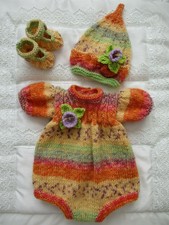 Hand Knitted Romper 16'-18' Newborn Reborn Suit Pixie Fairy Elf Fantasy Doll