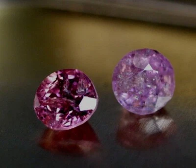 2 Spinelle rosa lachs 2,54 ct rund facettiert Brillantschliff  Ø 5,8 mm 6,1 mm - Bild 1 von 4