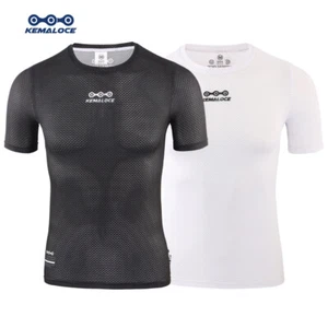 KEMALOCE Cycling Base Layer Men Short Sleeve White&Black Cool Sports Shirts - Picture 1 of 17