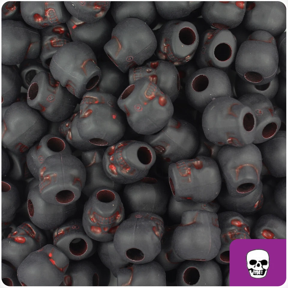 BeadTin Halloween 11mm Skull Pony Beads (150pcs) - Over 40 style choices!!! - Image 1 of 1
